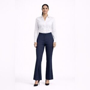 Pinko Womens Navy Wide Leg Pants Gold Metallic Detail Size 8 EUC
